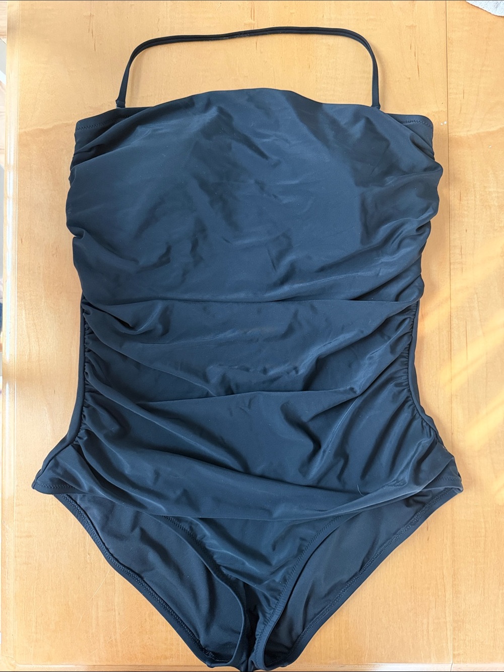 J. Crew Black One-Piece Ruched Swimsuit